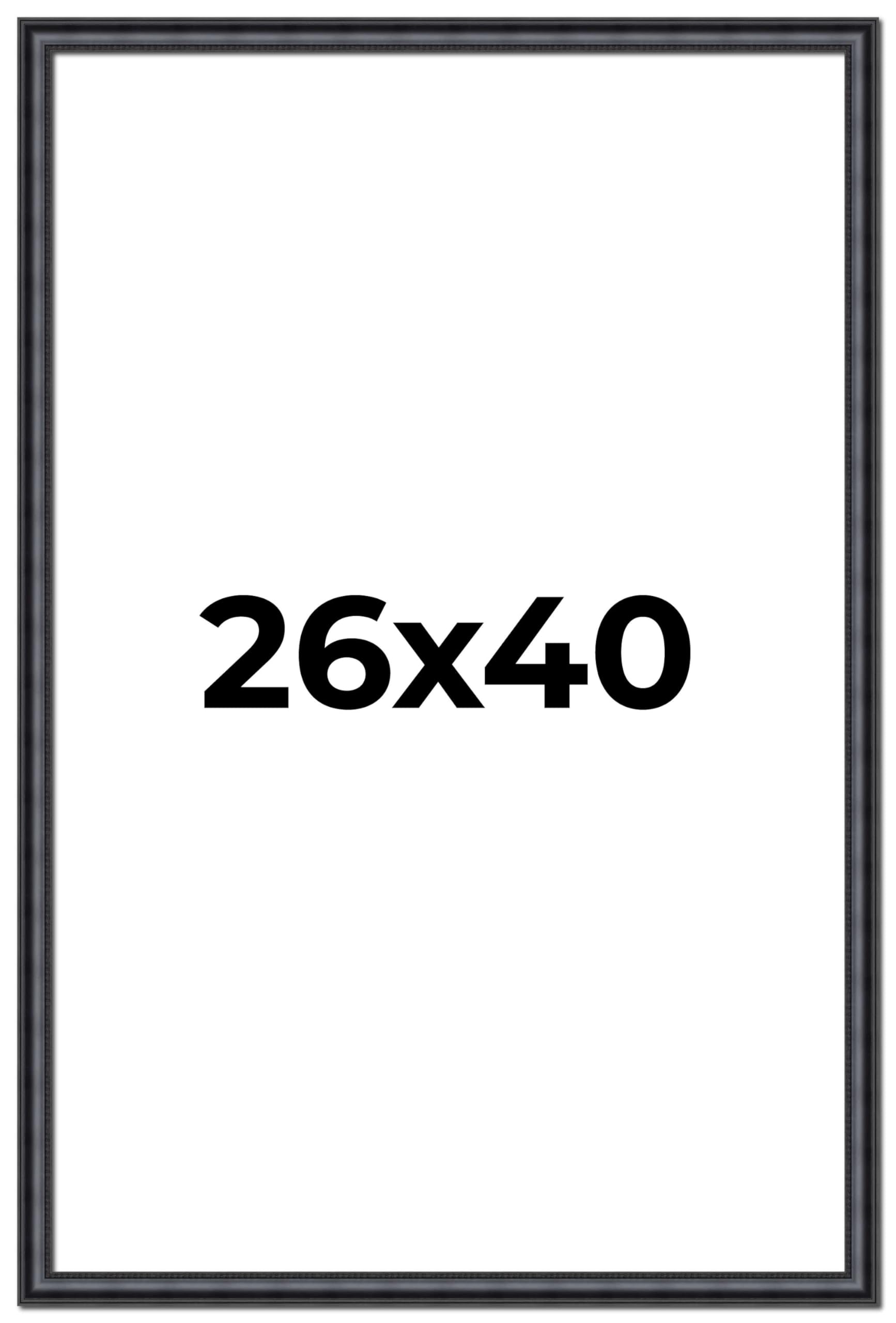 26x40 Frame Black Real Wood Picture Frame Width 1.25 Inches | Interior Frame Depth 0.5 Inches | Garrin Black Traditional Photo Frame Complete with UV