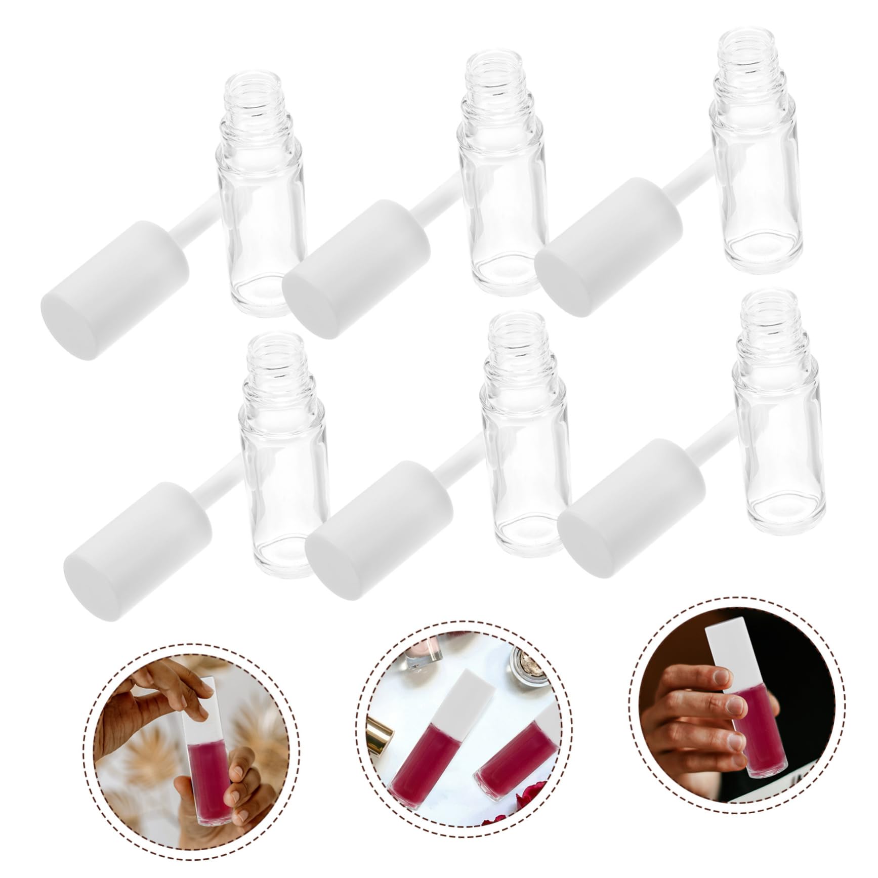 Tube de Gloss Rechargeable 10ml Petg, Lot de 15 avec Baguettes