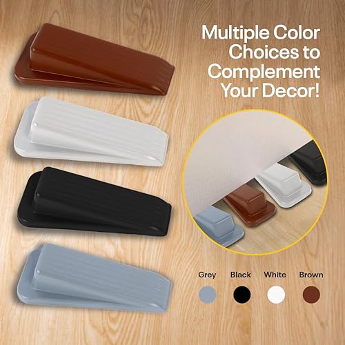 Miniatura 9 de Topes de puerta para la parte inferior de la puerta, paquete de 4 topes de goma para puerta, agarre eterno en azulejos, hormigón y piso de madera,