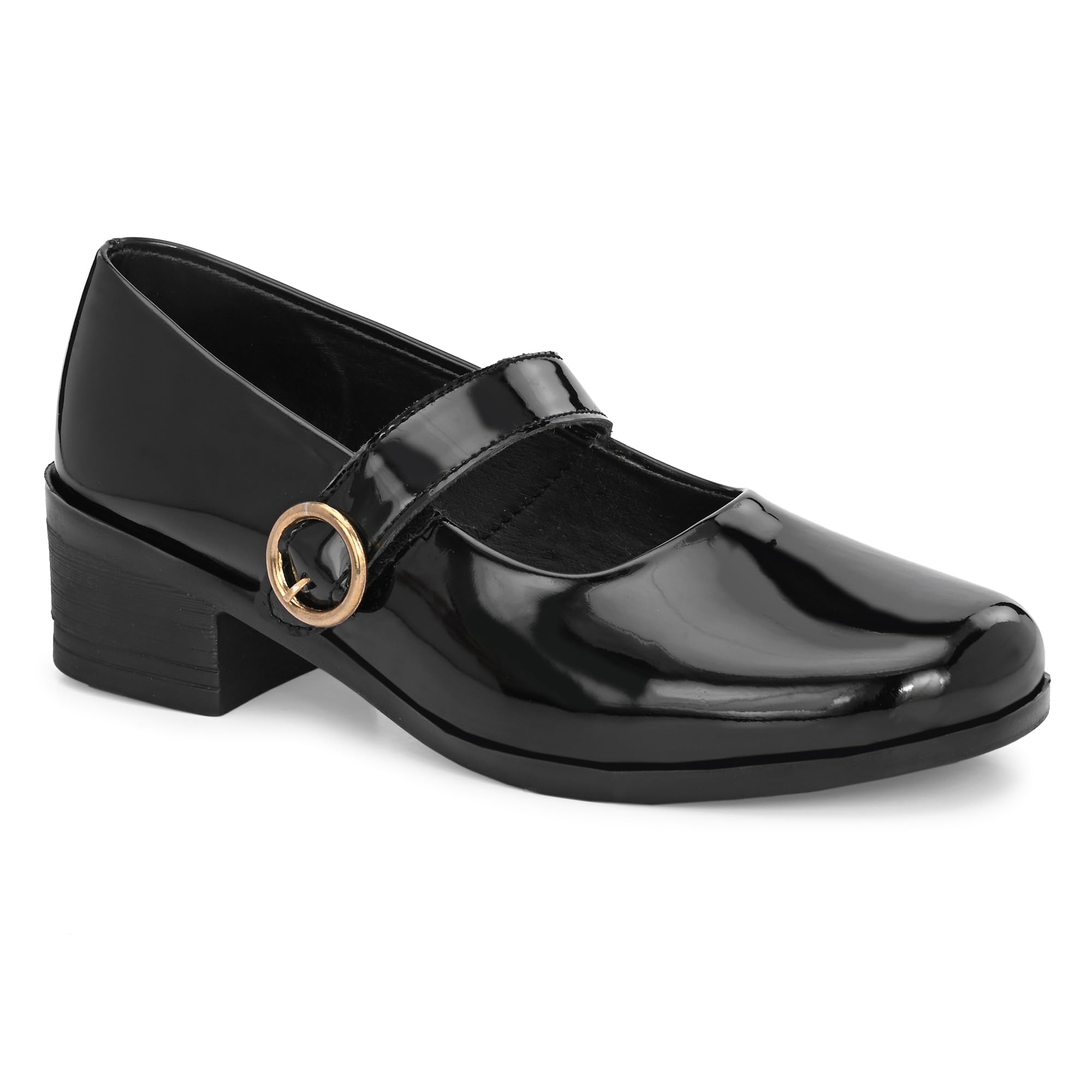 CLASSIC MARY JANE DESIGN: Round-toe silhouette with an adjustable gold-tone buckle strap for a timeless, retro-inspired look that pairs easily with dresses, skirts or trousers BLK/BURGUNDY UK3-UK8-picture-44