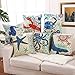 famibay Decorative Pillow Cover Ocean Park Theme Square Cotton Linen Throw Pillow Case Cushion Cover 18 x 18 (Sea Horses)