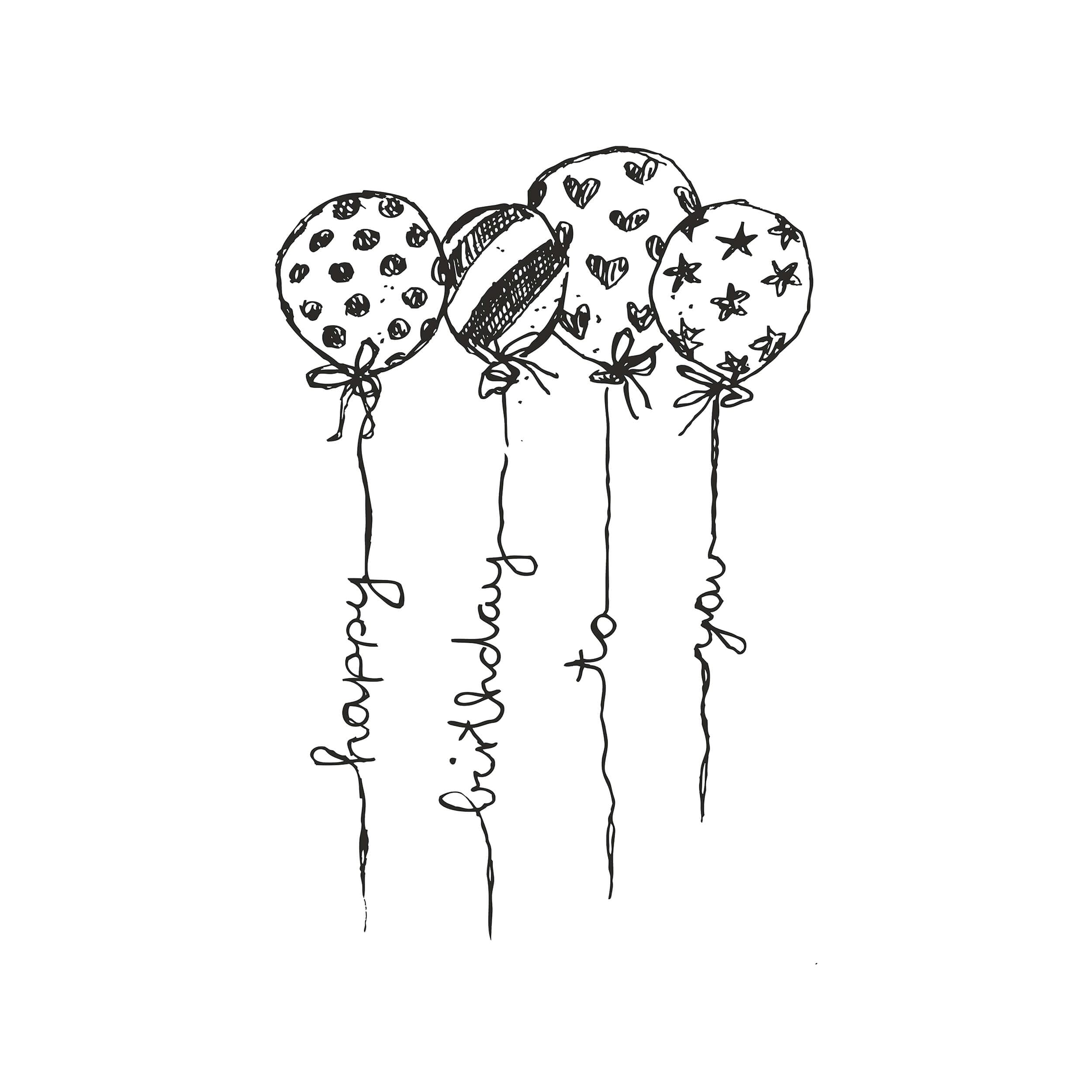 NEWSTAMPS Stempel Luftballons Motivstempel aus Holz & Gummi zum Karten und Geschenke basteln, Holzstempel für Scrapbook, Textilstempel, Deko, Freunde