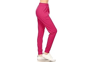 Relaxed-fit Fuchsia Jogger Sweatpants with Pockets for Yoga, Workout Lounge
