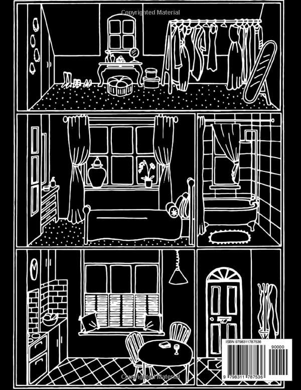 Interior Design Black Paper Coloring Book: Color Stylish Spaces & Furniture – 35 Delightful Pages image 3