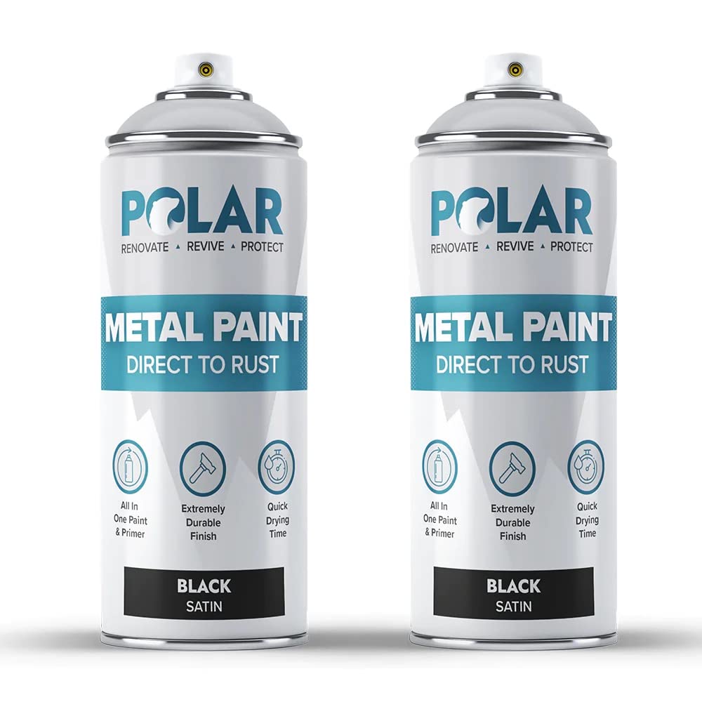 Buy Polar Direct to Rust Satin Black Metal Spray Paint 2 x 400ml