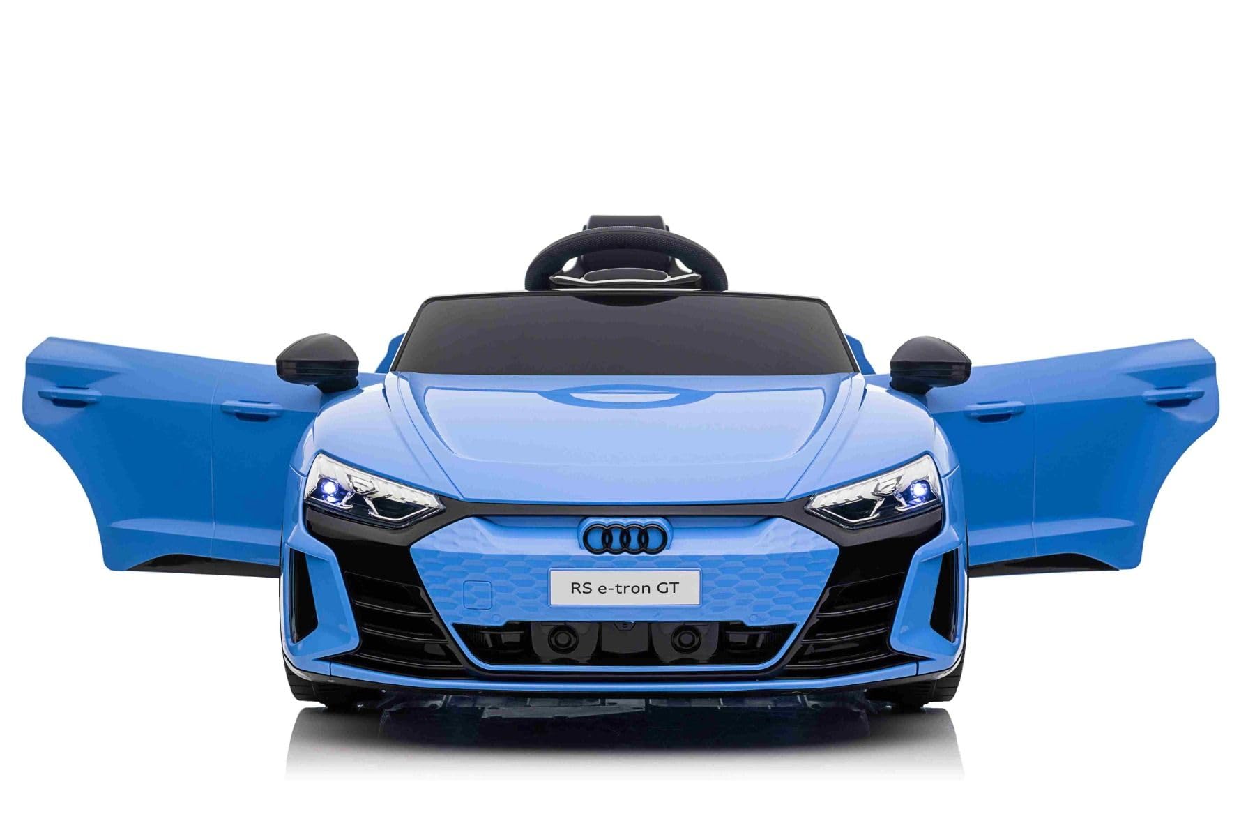Samochód elektryczny dla dzieci 12 V akumulator litowy Audi RS E-tron GT, niebieski, elektryczny samochód dziecięcy z pilotem zdalnego sterowania 2,4 GHz, USB/AUX/Bluetooth, diody LED
