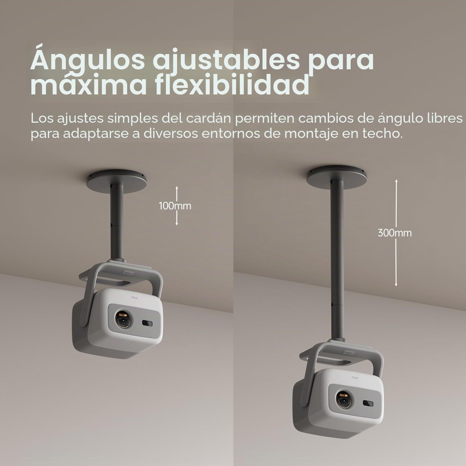 JMGO Soporte Techo N1S 4K / PicoPlay / N1S 1080P / PicoFlix / N1, Aluminio aeronáutico, diseño Personalizado, fácil instalación, Dos Alturas (100/300 mm), Capacidad de Carga 10kg