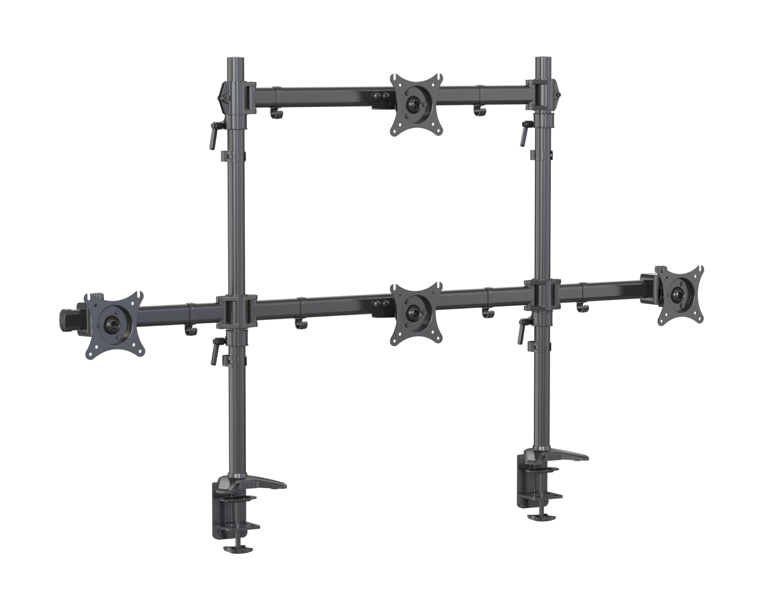 HFTEK - Monitor Tischhalterung für 4 Monitore 15-27 Zoll 8kg pro Arm oberer 34 Zoll 12kg Bildschirme,Höhenverstellbar Neigbar Schwenkbar Drehbar VESA 75 100 - MS424C-N - Individuell umrüstbar