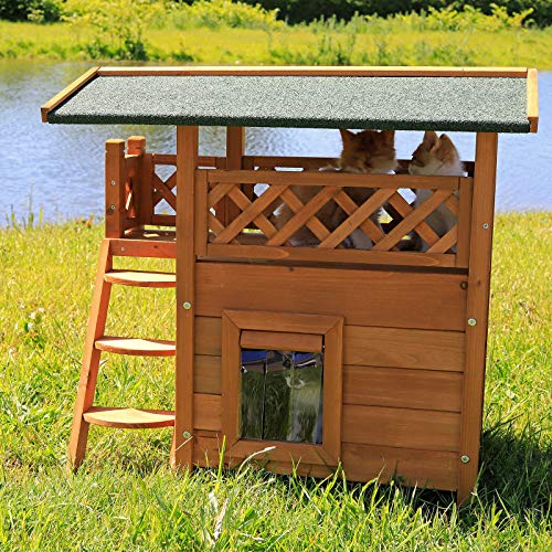 lionto Casa de Gatos Caseta de Madera con Terraza 77x50x73 cm, Naturaleza/Marrón 2 Casa de Madera del Gato, Lodge con Terraza, Dimensiones 77 x 50 x 73 cm (ver boceto)
Una gran vista y acogedor lugar de descanso, con Veranda
Protección contra la lluvia, el sol y el viento; el techo está cubierto con tapetes de asfalto. La puerta tiene listones de PVC (fácil entrada y salida)
