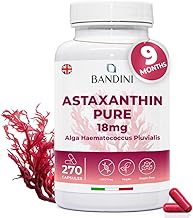 Bandini® Pure Astaxanthin 18 mg | 270 High Strength Capsules | 9 months supply | Powerful antioxidant from Haematococcus Pluvialis algae | Astaxantine Supplement, Magnesium stearate & GMO-free | Vegan