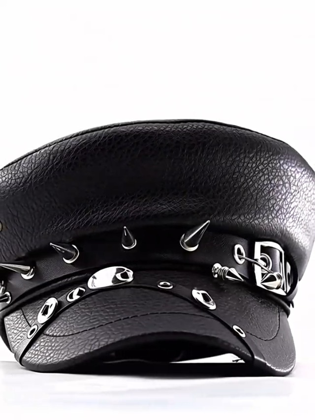 Gorra femenina estilo marinero con remaches en cuero miniatura 7