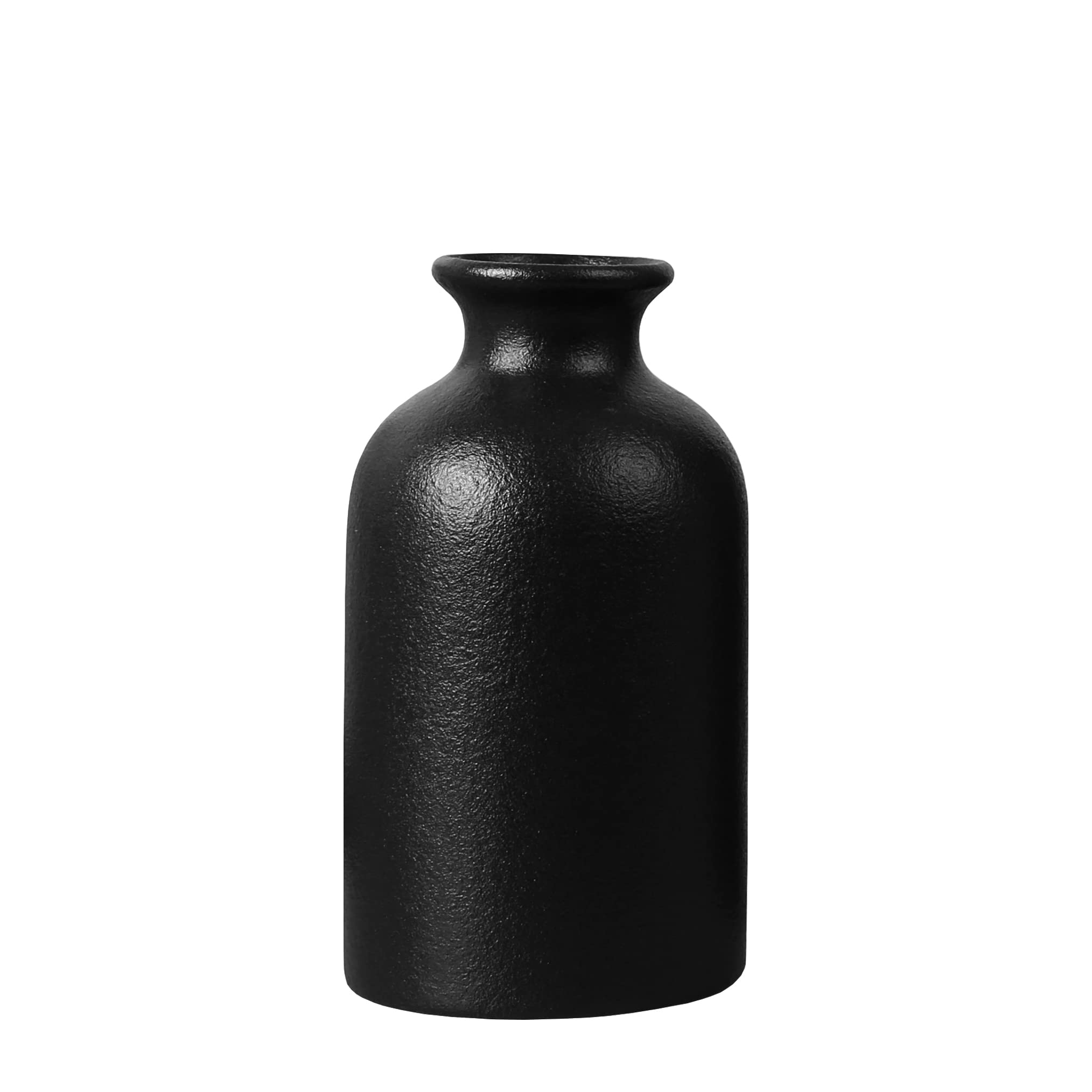 Keramikvase Klein – 7,5x7,5x10,3 Cm, Minimalistisches Design, Für Getrocknete Oder Frische Blumen, Farbe Schwarz