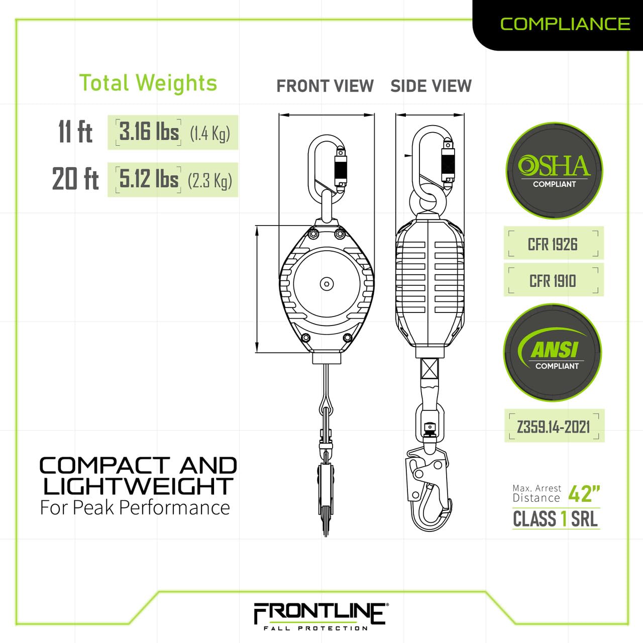Frontline SRL Fall Arrest Rope - OSHA Compliant -6 Frontline SRL Fall Arrest Rope - OSHA Compliant -6