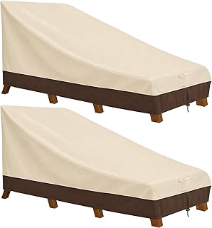 Vailge 600D Chaise Lounge Cover, 2-Pack, Medium, Beige & Brown