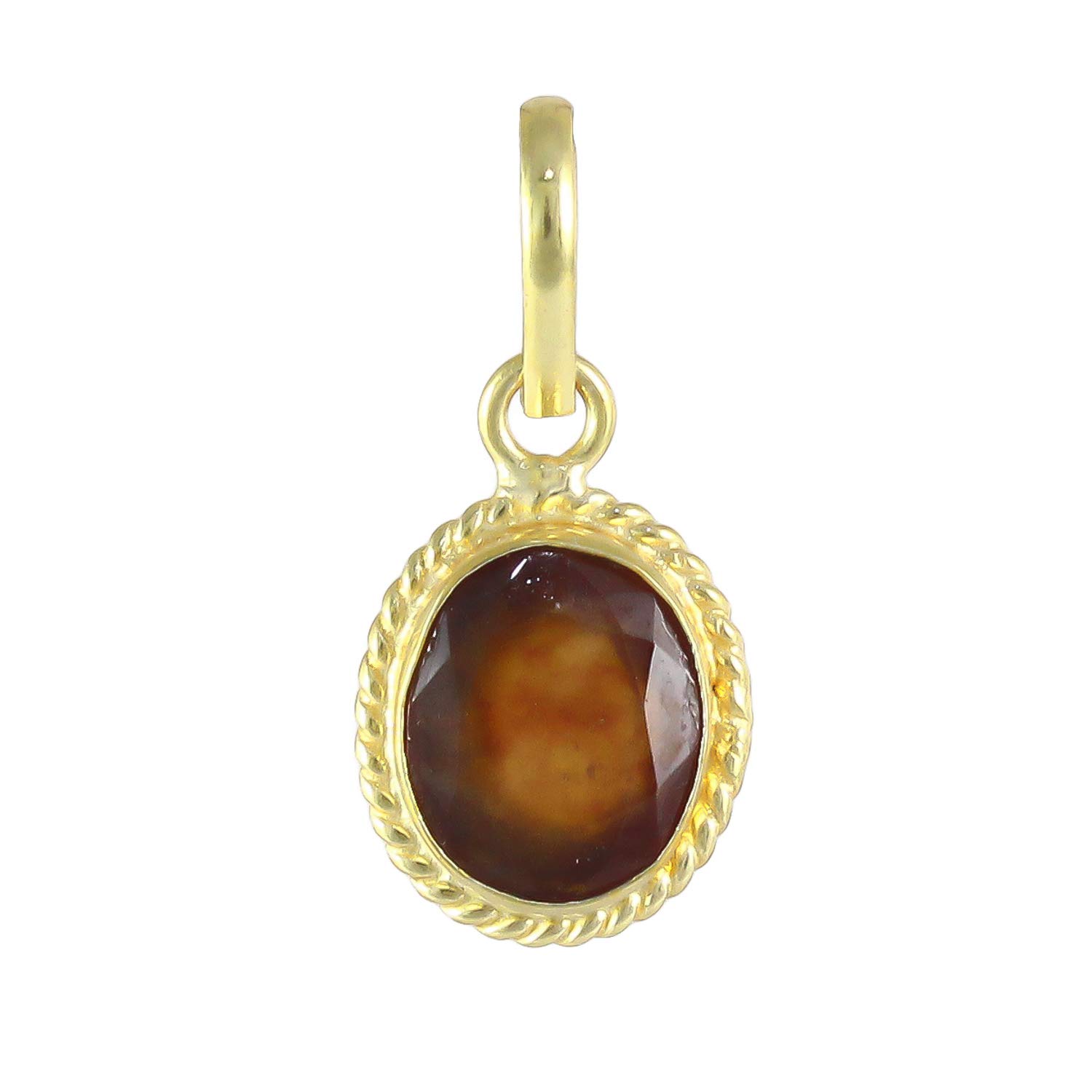 Kabeer Sales 8.25 Ratti Certified Gomed Hessonite Panchdhatu Alloy Gold Polish Good Luck Pendant Pendal for Men & Women