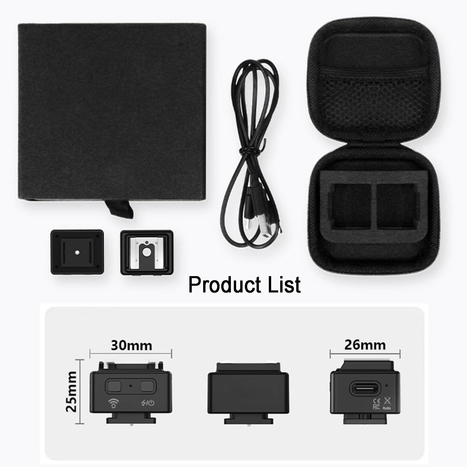 Mini Trigger Flash Wireless 2.4G, Trasmettitore E Ricevitore per Trigger Flash, Adattatore per Rialzo a Slitta, Ricaricabile, per Fotocamere DSLR, Controllo Completo della Luce