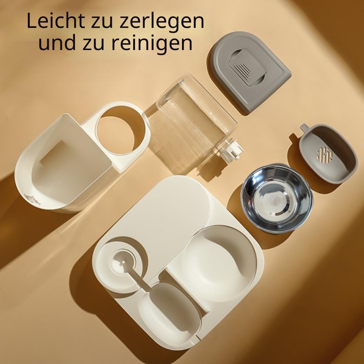 Automatischer Katzen Futter- & Wasserspender (2,2L + 1L) – 2-in-1 Kombi mit Edelstahlschale – Hygienisch & Praktisch