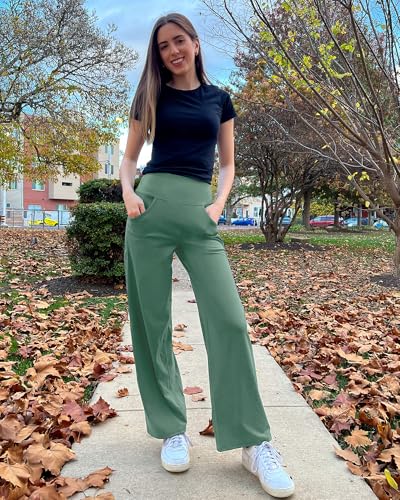 Image of Promover Wide Leg Pants Woman Yoga Pants with Pockets Stretch Loose Casual Lounge Sweatpants Petite /Regular /Tall