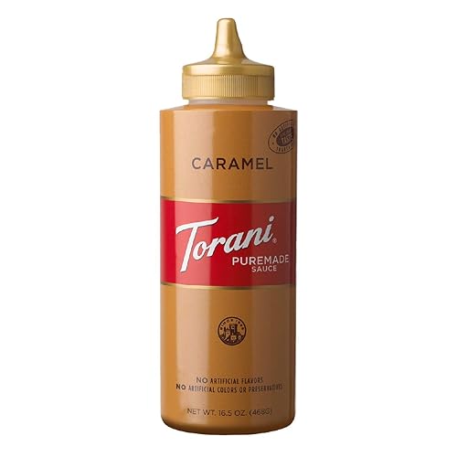 Torani Salsa de caramelo para hacer bebidas de cafetería, botella grande para apretar, 16.5 onzas líquidas