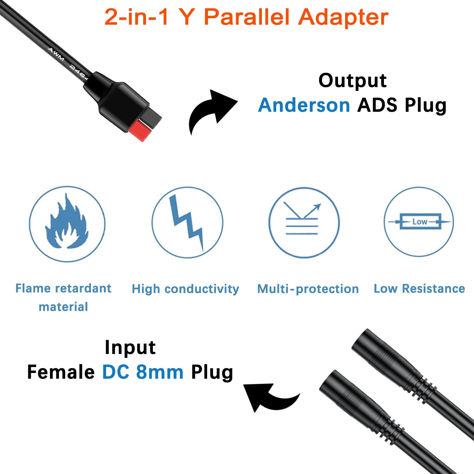 Snapklik.com : KarlKers DC 8mm Adapter To Anderson Y Parallel Cable For ...