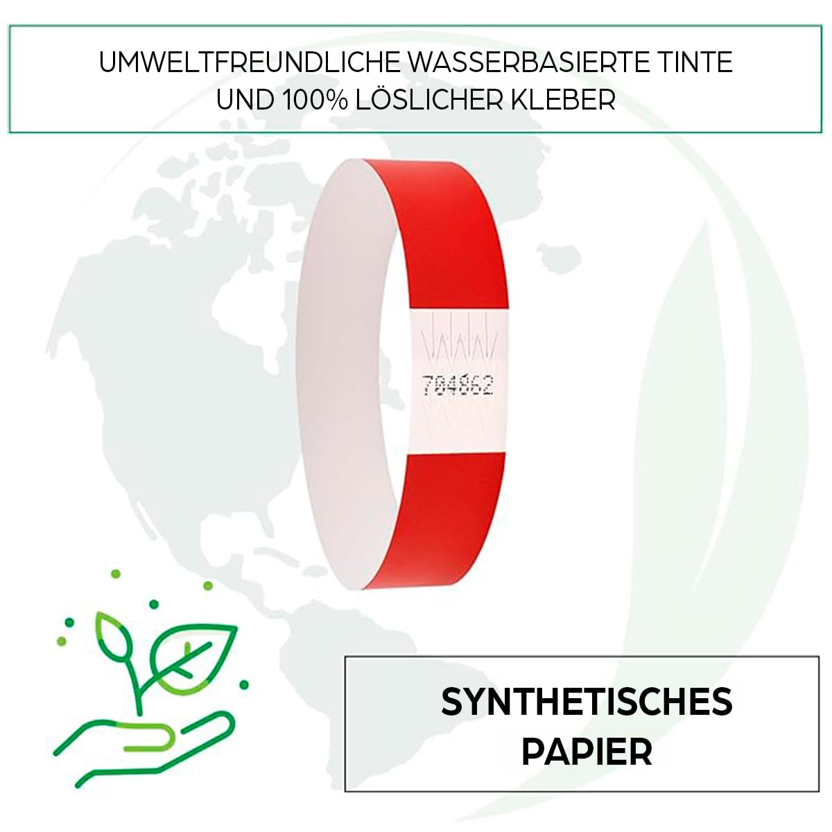 Einlassbändchen Papier - Eintrittsbänder 500 Stück - Einlassbänder - Festival Armbänder - Party Bändchen Einlass Eintritt - eintrittsbändchen - Bänder Club - wristband - Red