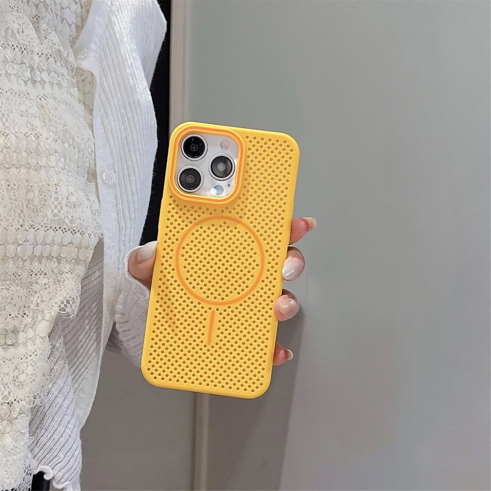 Custodia per telefono traspirante magnetica ultra sottile per iPhone 16 ProMax 15 14 13 12 Pro Max Cover rigida termica rinfrescante estiva, nera, per iPhone 13