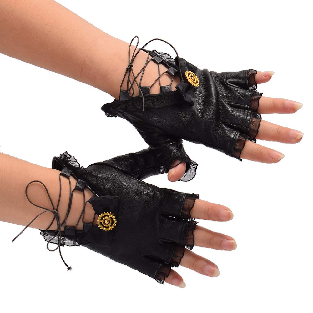 GRACEART Gothic Punk Unisex Cosplay Gloves Victorian Punk Fingerless Gloves Vintage — image 1