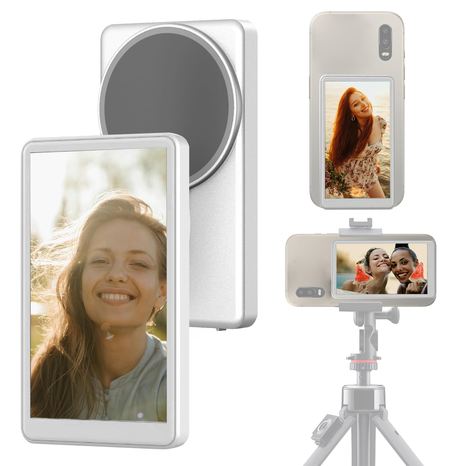 LICAEVEY Ekran Monitora Selleie Vlog Vlog, Magnetyczne Urządzenie do Monitora Vlog z Zdalnym Sterowaniem, Monitor Tylnej Kamery dla Blogów Wideo na żywo, Kompatybilny z Androidem