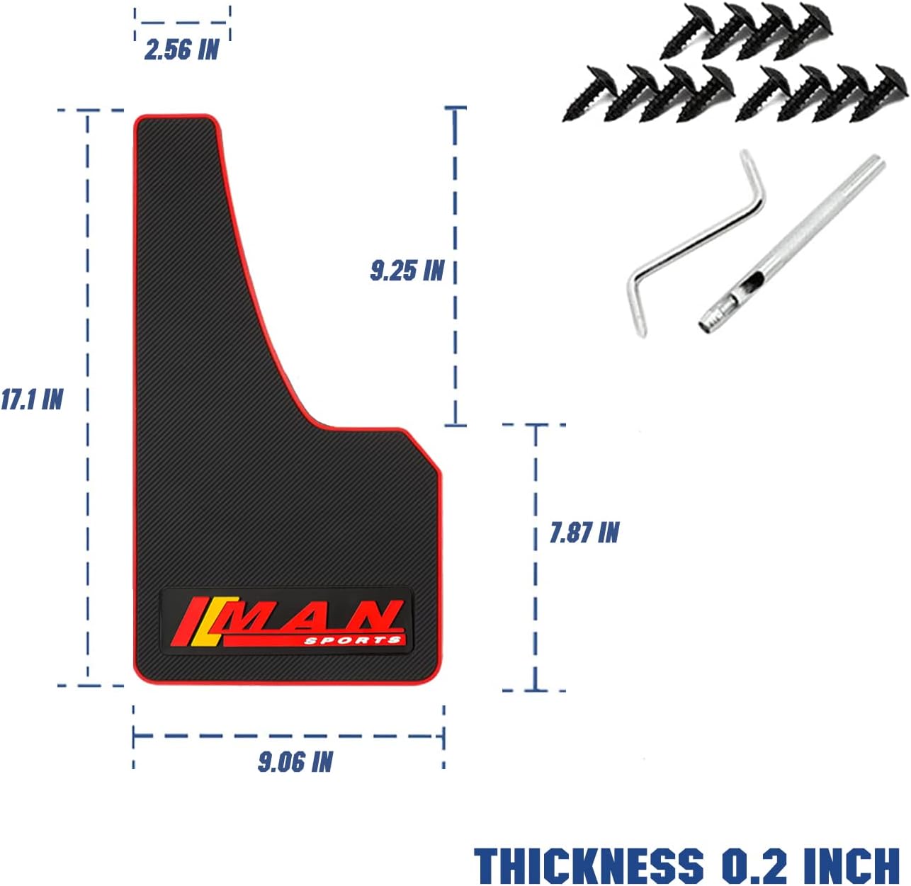 Universal Rubber Mud Flaps, Standard Size Soft Glue Heavy Duty Splash Guards Mud Flaps Fenders, Resistant to Freezing and high temperatures Fits for SUVs MPV (Not Fits to Full-Size SUVs) 4 Pcs