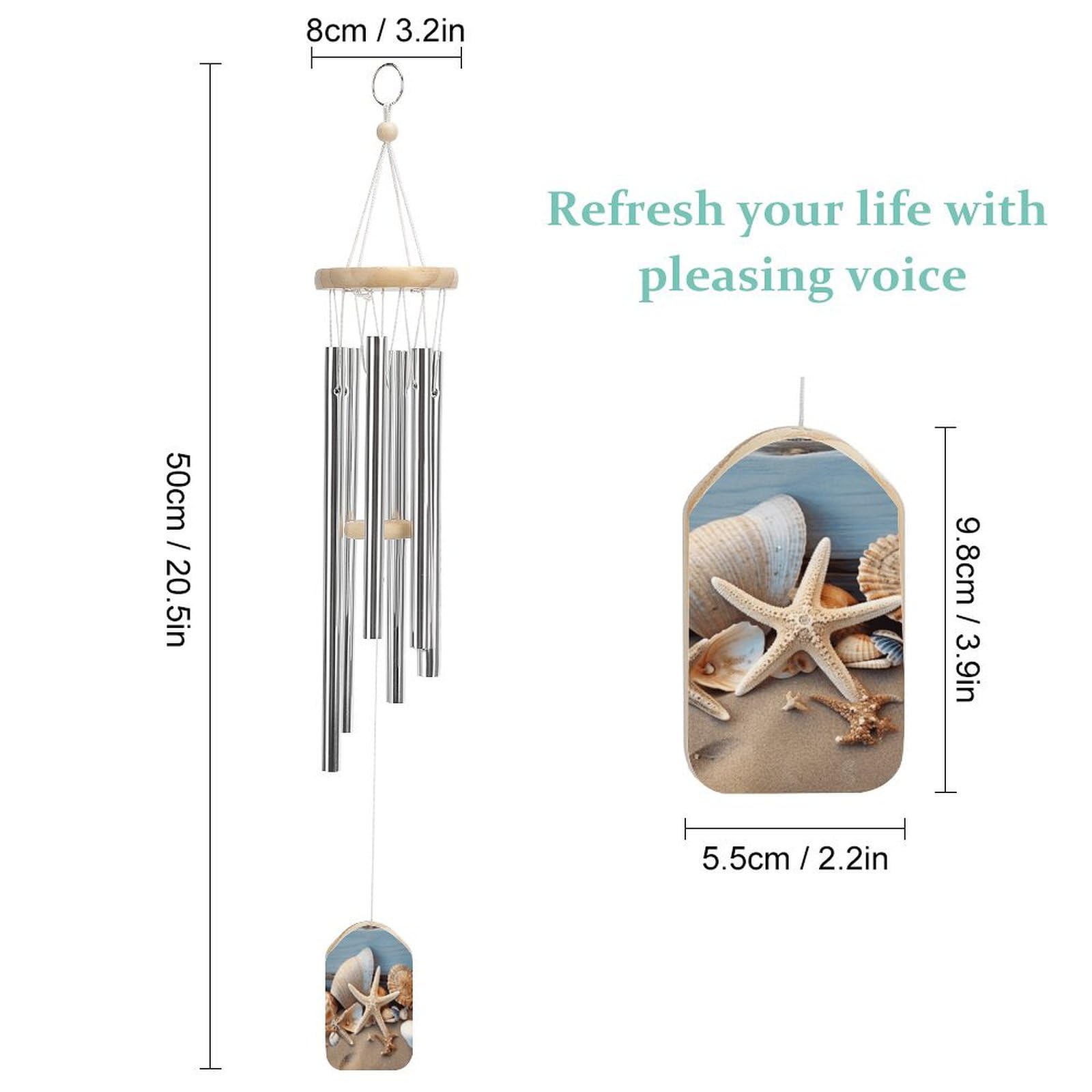 Outdoor Wind Chimes, Seashells Starfish Sand Printed Wind Chimes,Simple Wind Chimes,Curtain Wind Chimes for Home Decoration