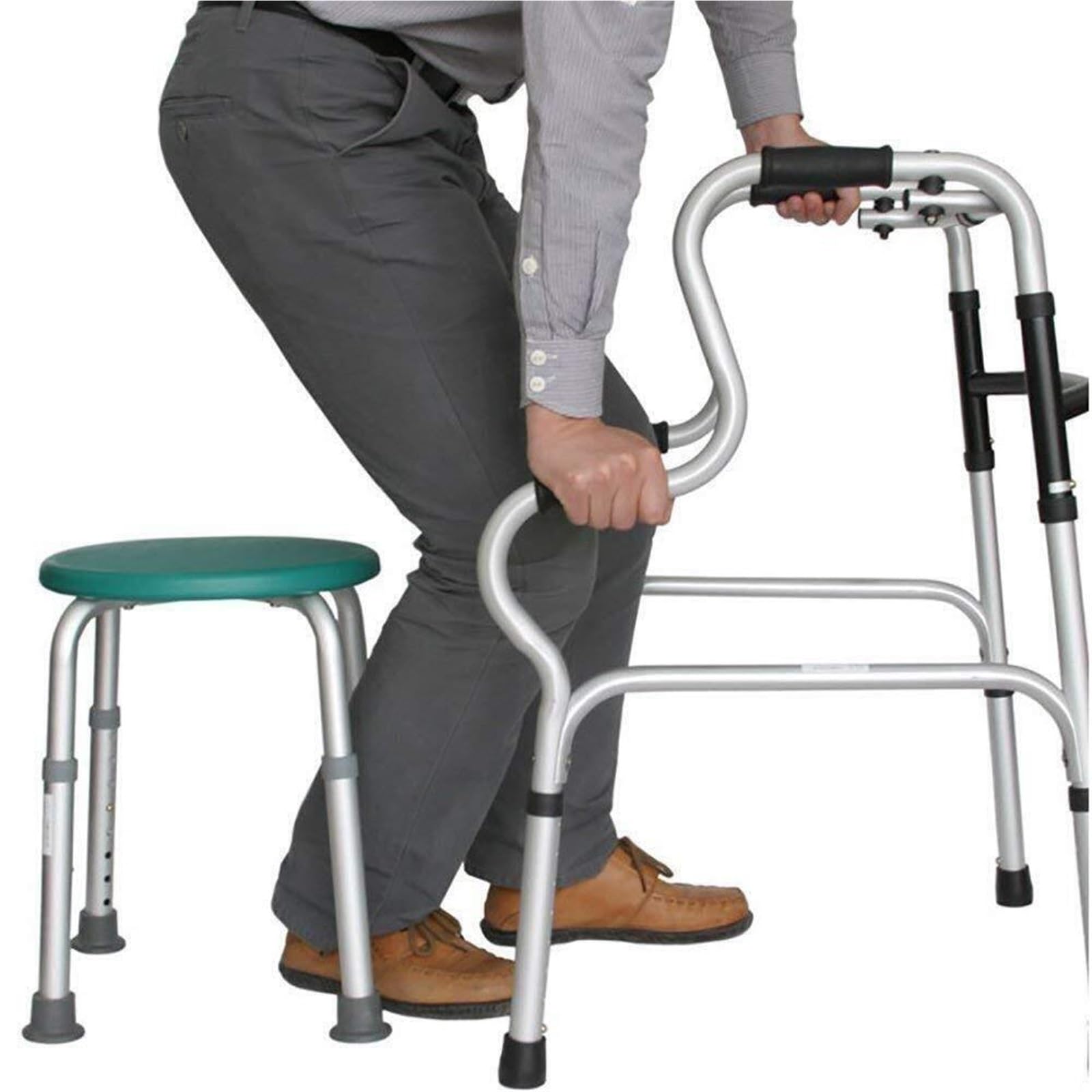 Deambulatore pieghevole per anziani, adulti e disabili, supporto base per camminare, con gambe regolabili, capacità di carico 158,8 kg