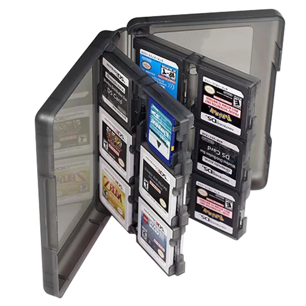 VCOERVideo Game Accessory Storage Box Plastic Grey Transparent for Game Cassette 28 A Map Pack 3DSll of Nintendo 3DS