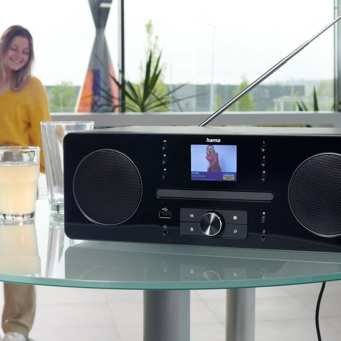 Hama radio cyfrowe DAB+ FM (odtwarzacz, Bluetooth, dysk CD, gniazdo USB A, jack 3,5mm, 10W, stereo, kabel 146 cm) czarny