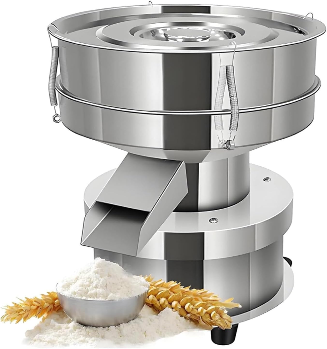 Electric Vibrating Sifter,Commercial Electric Sifter Shaker Machine,304 Stainless Steel Lab Sieve Shaker Vibrating Screen,with 40-200 Mesh Sieve Screen, for Powder Particles 50mesh-15CM
