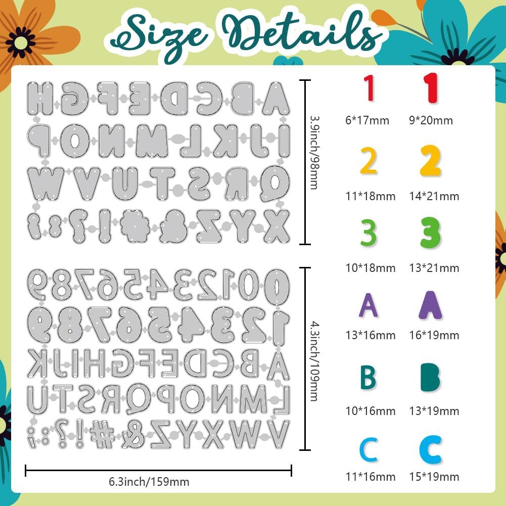 Numbers 1-9 Cutting Dies Double-Layer Letters A-Z Card Making Die Stencil Alphanumeric Carbon Steel Die Cuts Card Scrapbooking Embossing Template Dies for Greeting Cards Invitation Decor