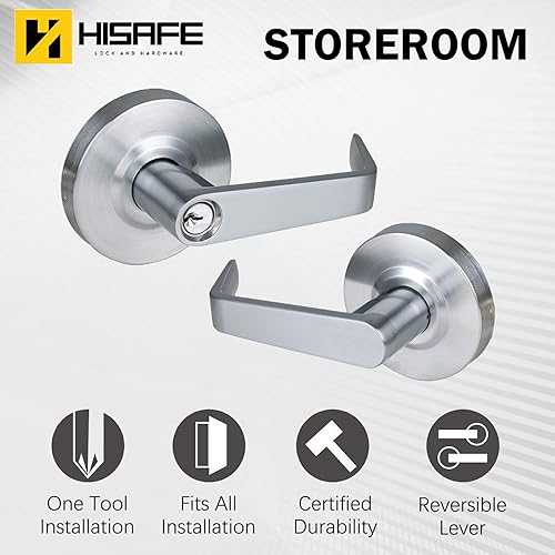 Miniatura 2 de Manija de puerta de almacén de grado 2 resistente, manija comercial de puerta de entrada con acabado cromado satinado, manija ergonómica UL de 3