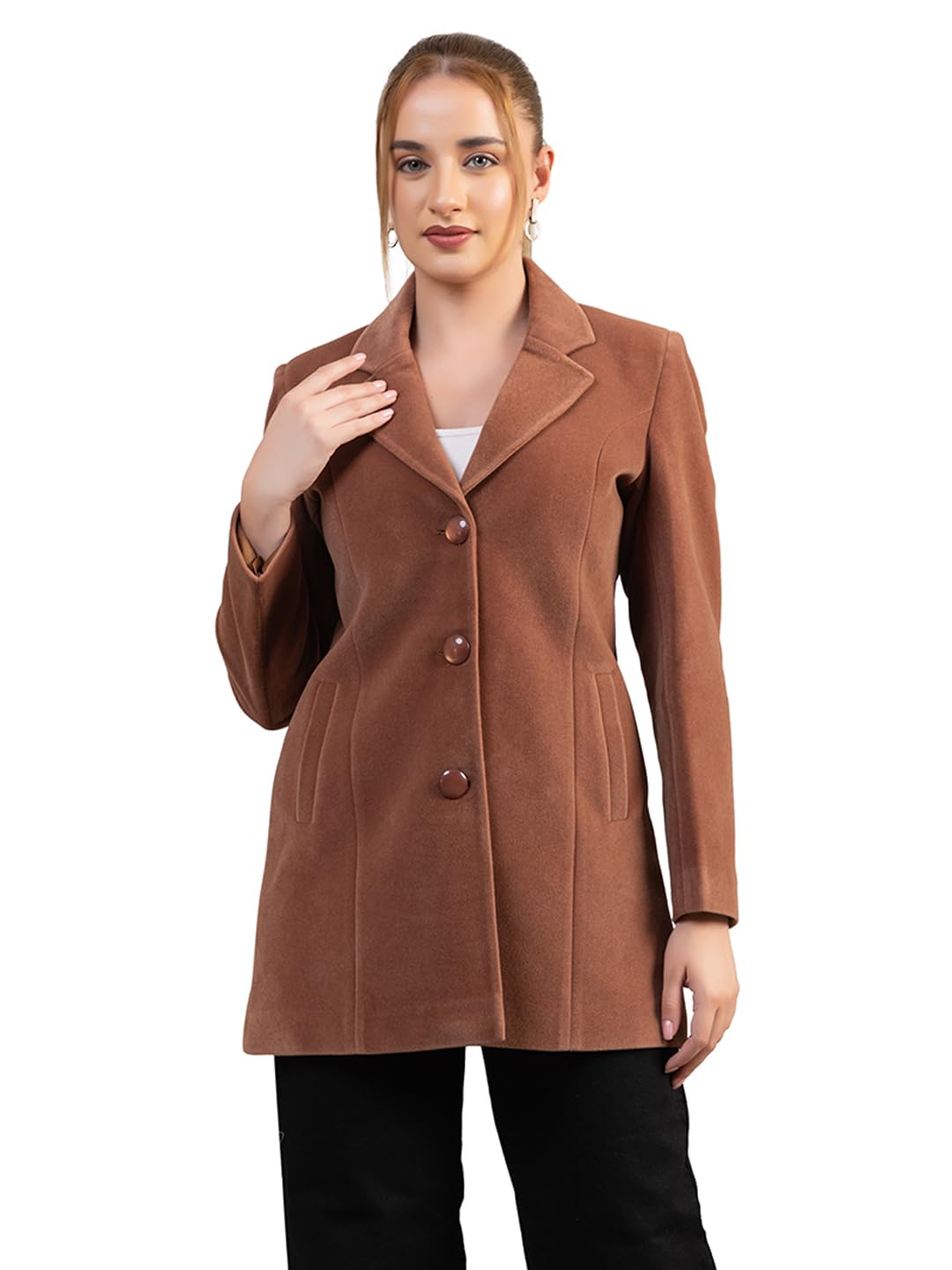 twenty me Winter Wear Casual Wear Acrylic Blend Soft & Warm Full Sleeve Solid Womens Long Coat (4354)-picture-17