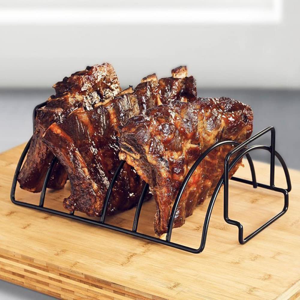 TopHomer Spareribs Halterung, Metall Grill Halter Rib Rack Nicht-Stick Rippchenhalter BBQ Rack Steak Halter Bratenkorb für Grill Zubehör