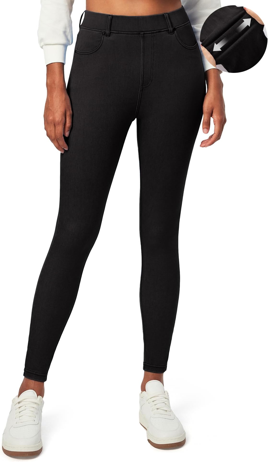 IUGA Jeggings for Women Tummy Control Stretchy Jeans for Women High Waisted Pull on Skinny Jean Leggings with Pockets Trendy