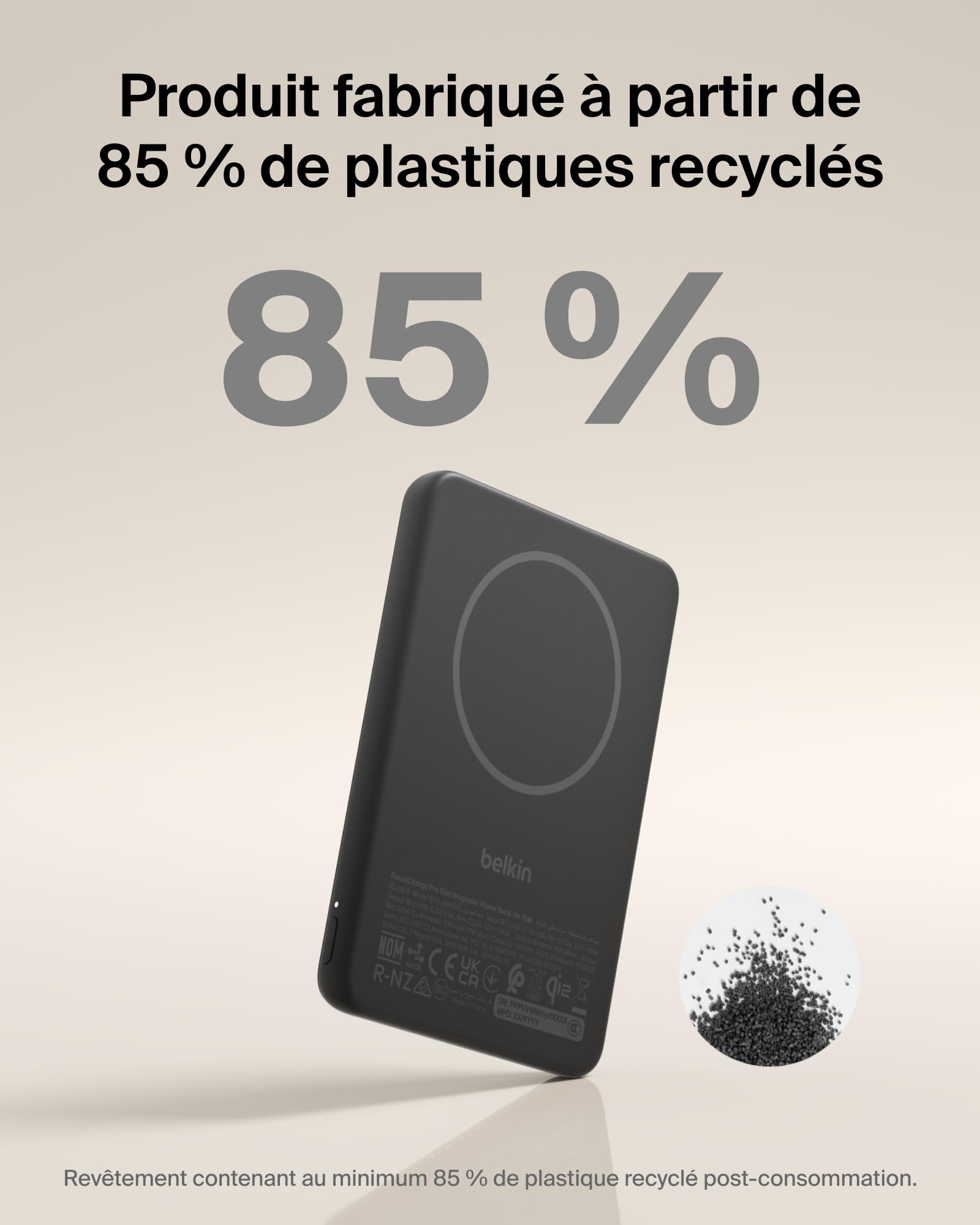 Belkin BoostCharge Slim Batterie Externe Magnétique 5K Et Béquille - Noir