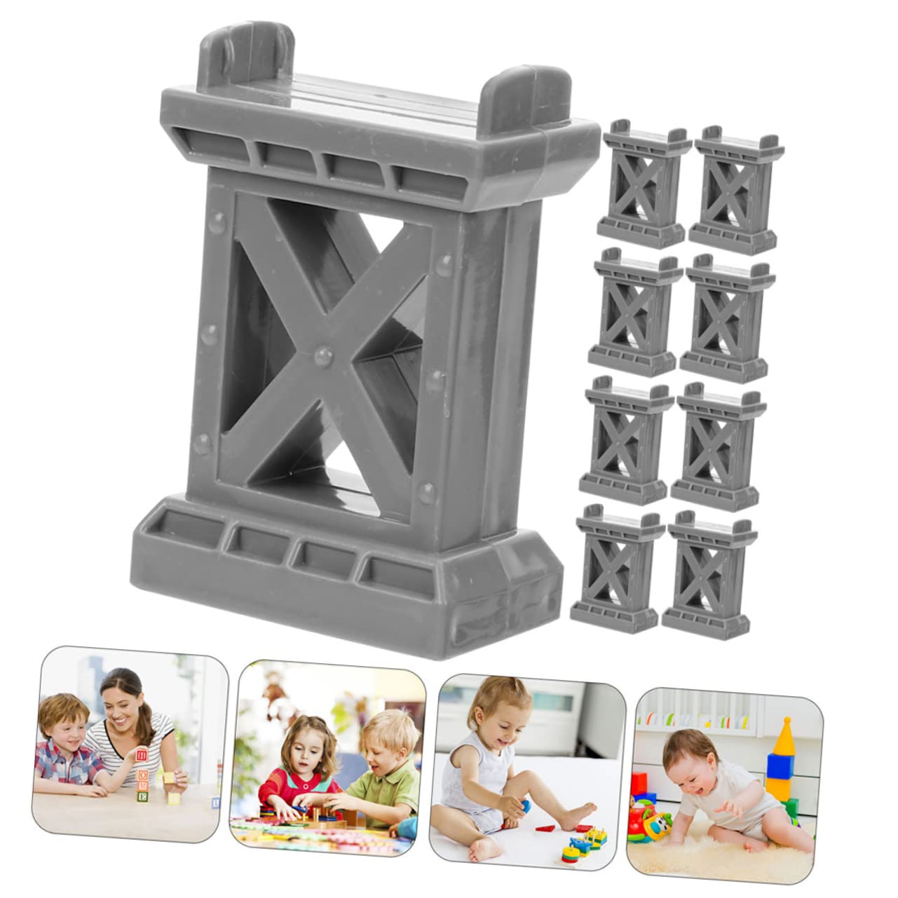 ORFOFE Train Track Bridge Supports 9pc Set Wooden Riser for Tracks o Gauge Train Systems