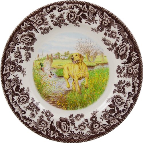 Spode Woodland Salad Plate, Yellow Labrador, 8” | Hunting Dogs Collection | Made In England | Ideal Hunting Cabin Décor | Microwave And Dishwasher Safe #TOP25
