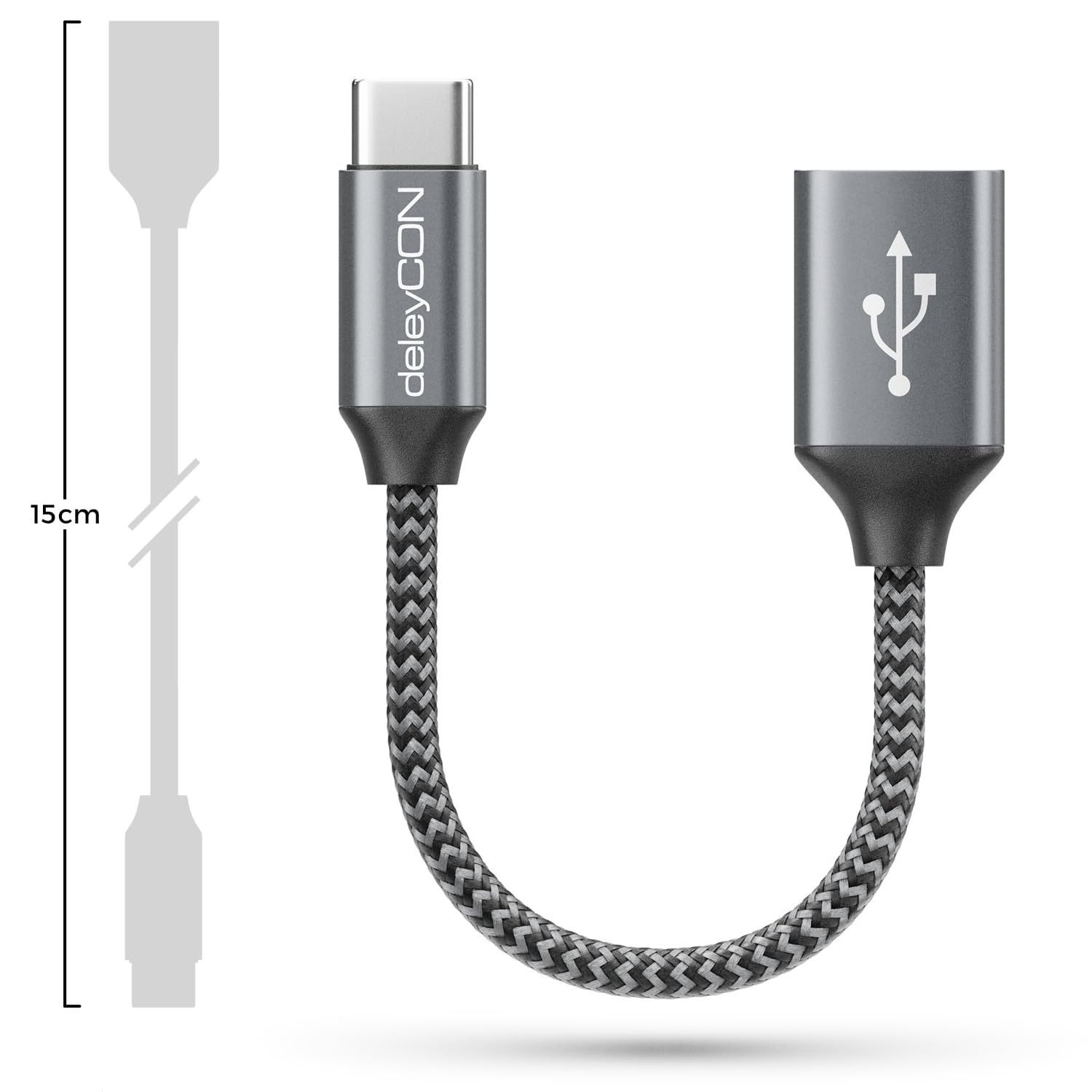 deleyCON 2x USB C na USB Adapter 3.0 OTG Typ-C Wtyk na Gniazdo A - Kabel do iPhone 17/16/15, Galaxy S26/S25/S24, A56, A17, A16 Tablet, MacBook, iMac, iPad, Notebook itp.