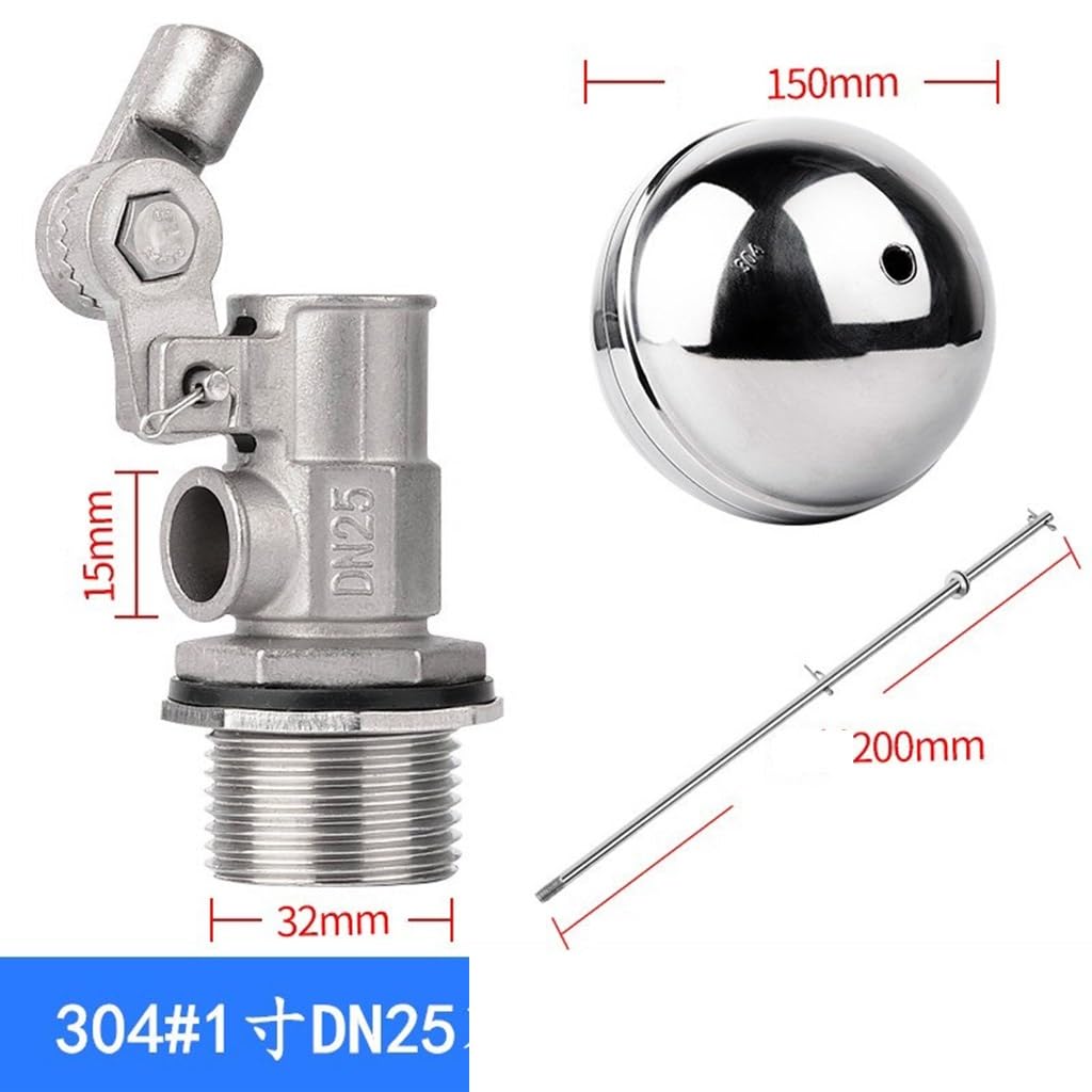 Válvula de flotador ajustable de acero inoxidable de 1/2" 3/4" 1" - Control automático de nivel de agua for tanques y piscinas(1inch)