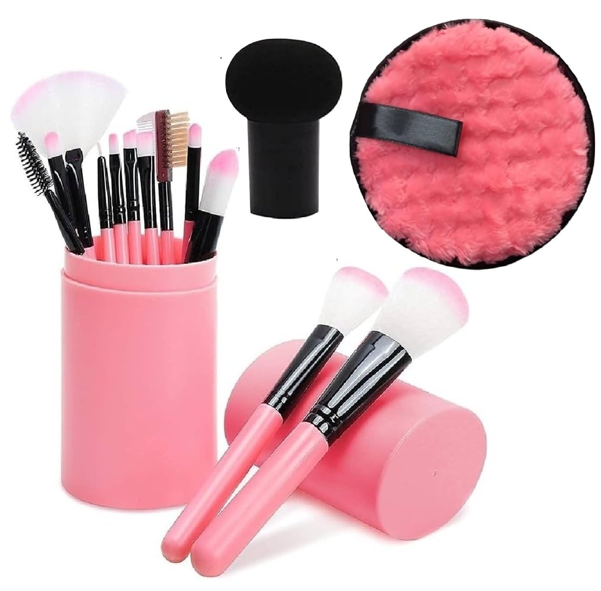 professional makeup brush with storage box remover pad & mushroom makeup puff.