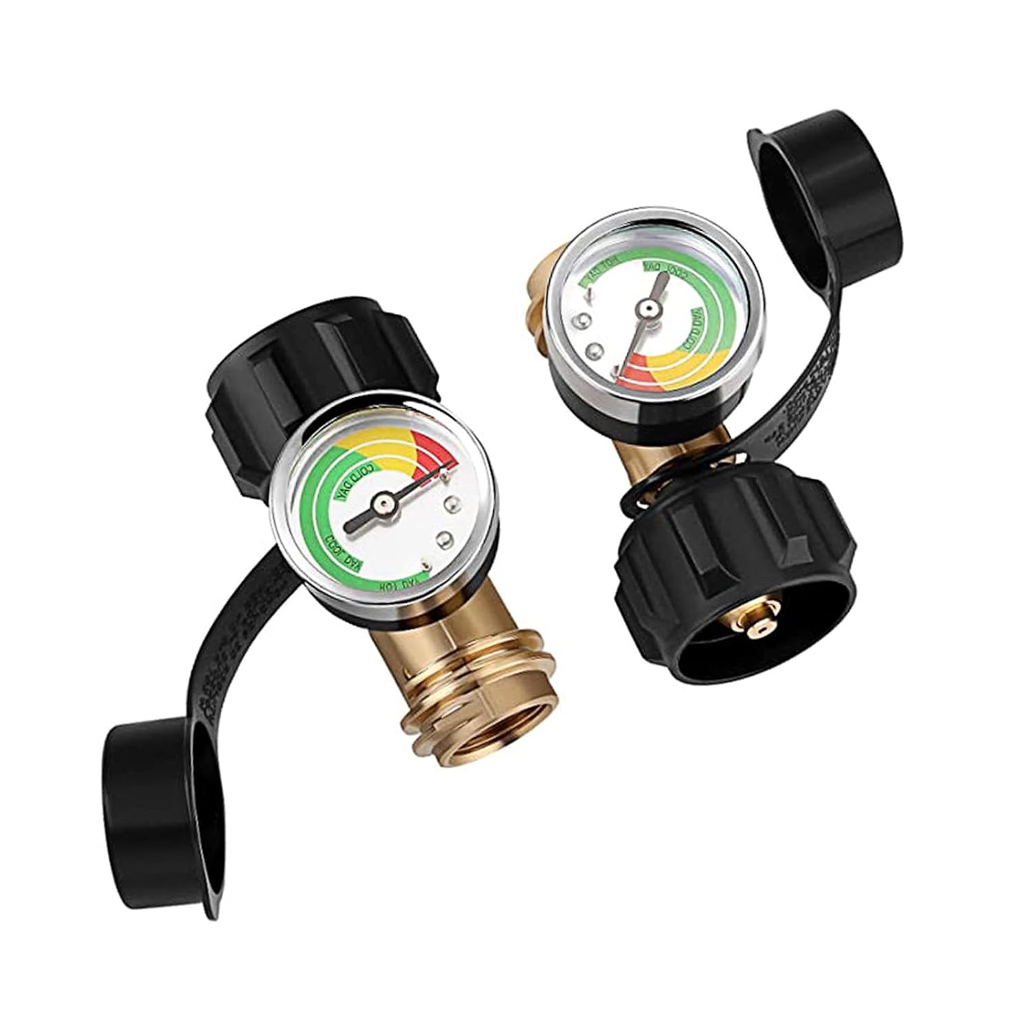 SEIWEI 2 PCS Propane Tank Gauge Leak Detector Gas Pressure Meter 3 Colors Coded for Gas Grill, Heater, Smoker, Camp Stove, QCC1/Type 1 Connection