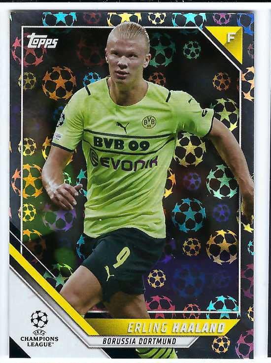 ERLING HAALAND 2021-22 Topps UEFA Champions League Soccer Card #1 STARBALL FOIL PARALLEL Norway Borussia Dortmund