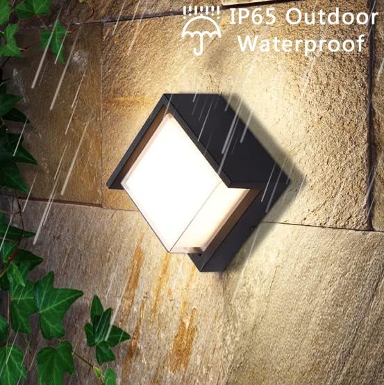 LHIKAGF Alexa LED-wandlamp binnen/buiten, 9W slimme RGB-kleurveranderende dimbare wandlamp IP65 waterdichte buitenlamp Bluetooth APP-bediening, vierkant warm licht 3000K wandkandelaar Zwar photo 2