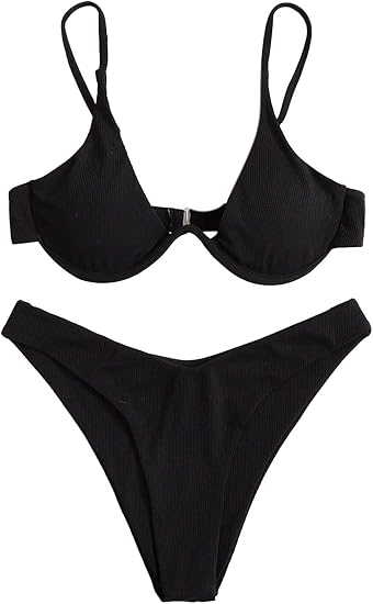 Verdusa Women's 2 Piece Triangle Bikini High Cut Bathing Suit Swimsuit