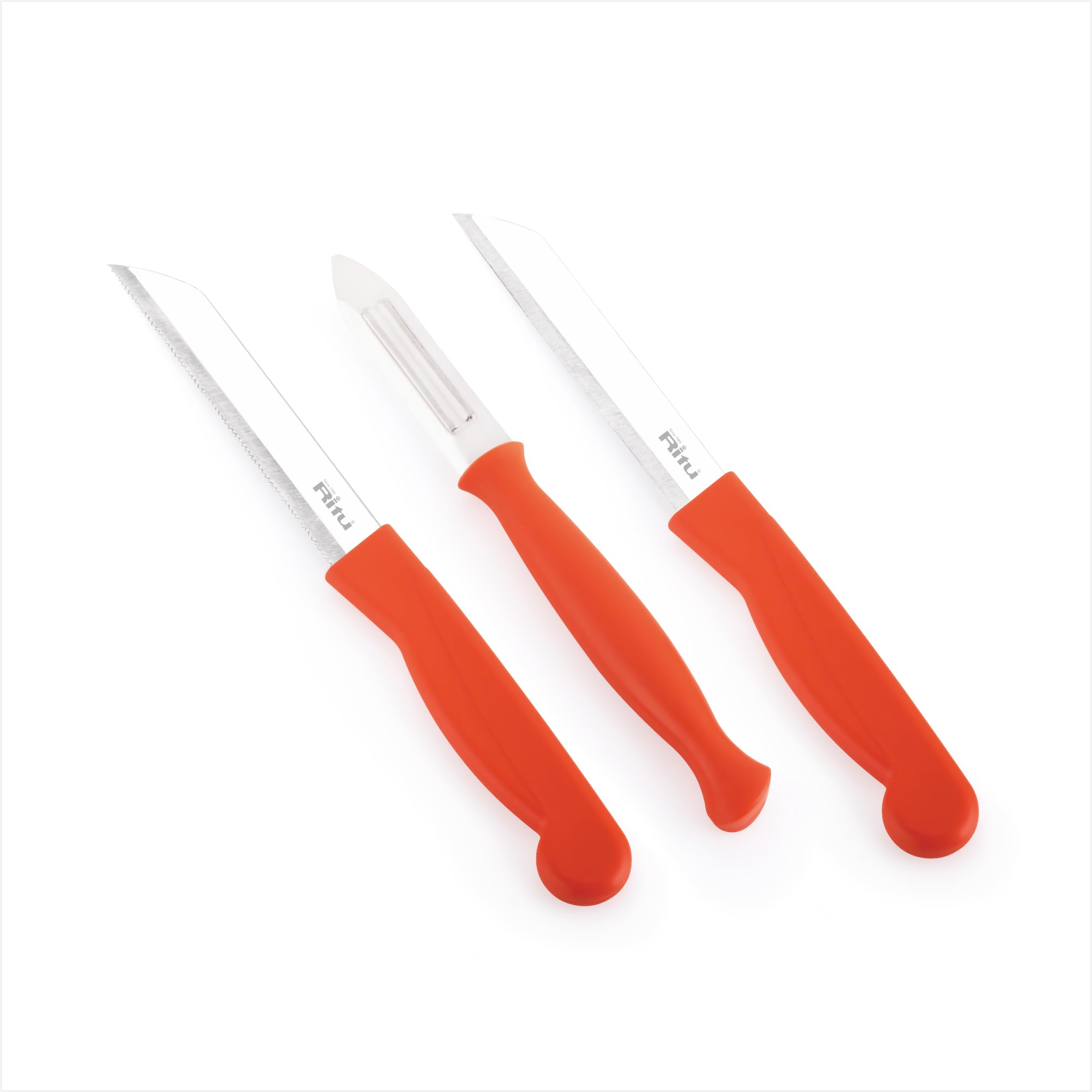 Stainless Steel Kitchen Knife Set of 3 | Small Size | Sharp Blades for Effortless Cutting, Chopping & Slicing | Lightweight, Durable & Easy to Use for Everyday Cooking | Multicolor
